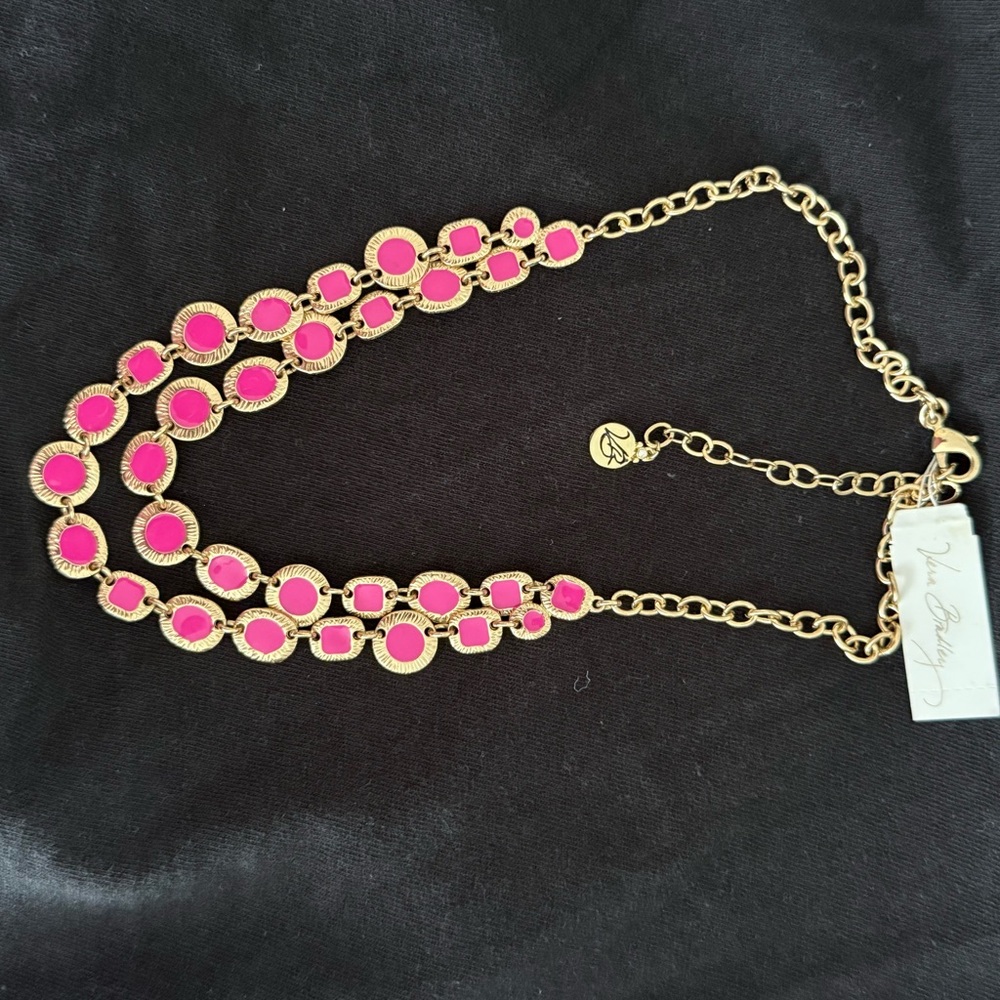 Vera Bradley Fuchsia and Gold Necklace